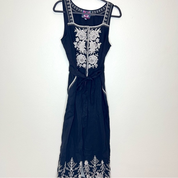 Johnny Was Pants - Johnny Was floral embroidered belted jumpsuit